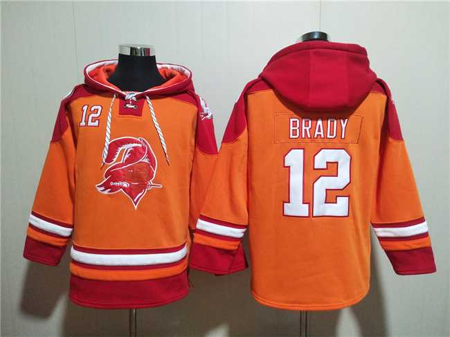 Men's Tampa Bay Buccaneers #12 Tom Brady Orange Red Ageless Must-Have Lace-Up Pullover Hoodie,We sell and wholesale Men's Tampa Bay Buccaneers #12 Tom Brady Orange Red Ageless Must-Have Lace-Up Pullover Hoodie on line form chian!